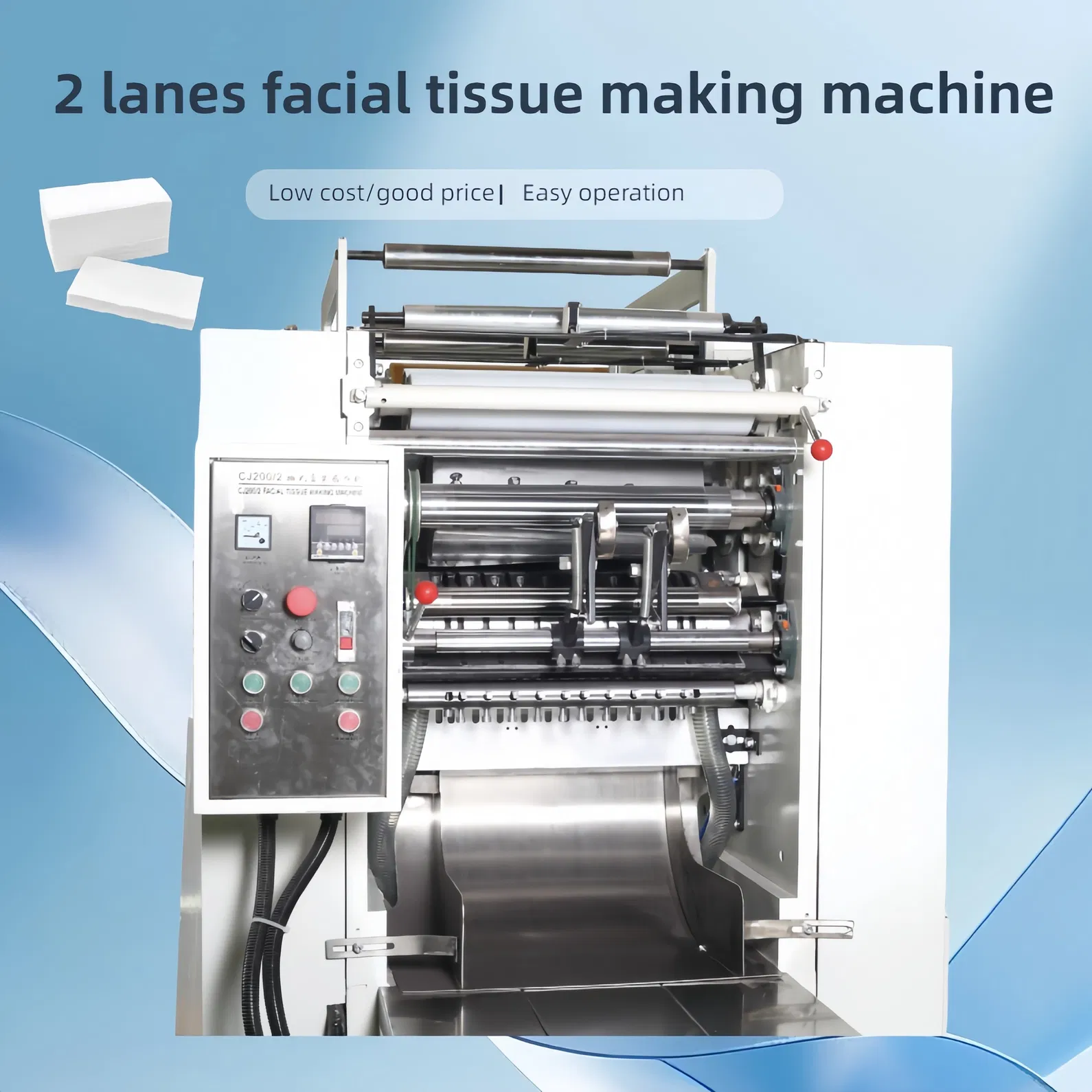 Machine économique manuelle de fabrication de papier-mouchoir facial à 2/3 voies 2